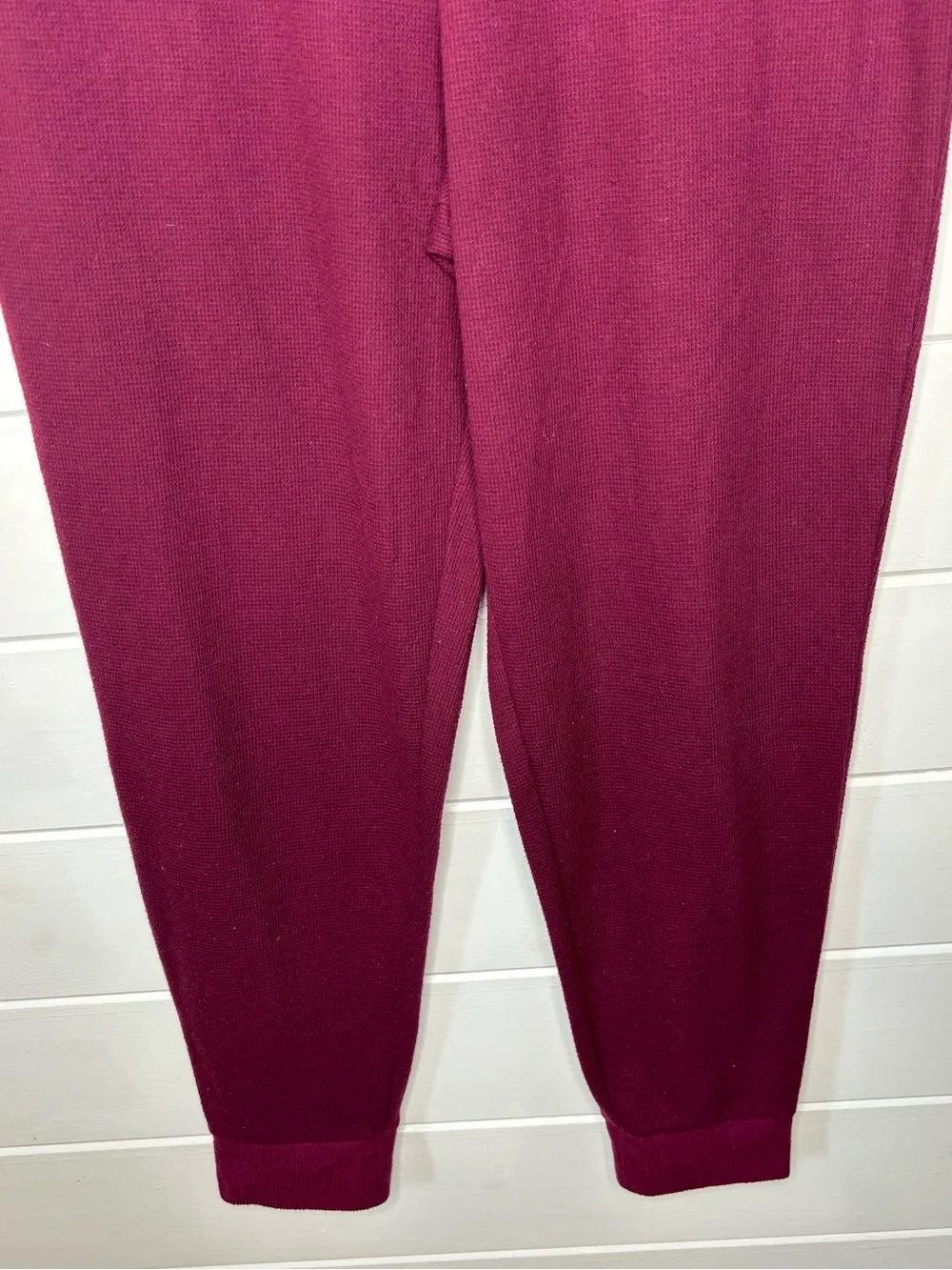 Victoria’s Secret Waffle Knit Lounge Jogger Pants Burgundy High Rise Size Large